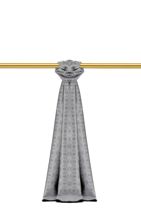 Gray Monogram Pattern Jacquard Silk Shawl 