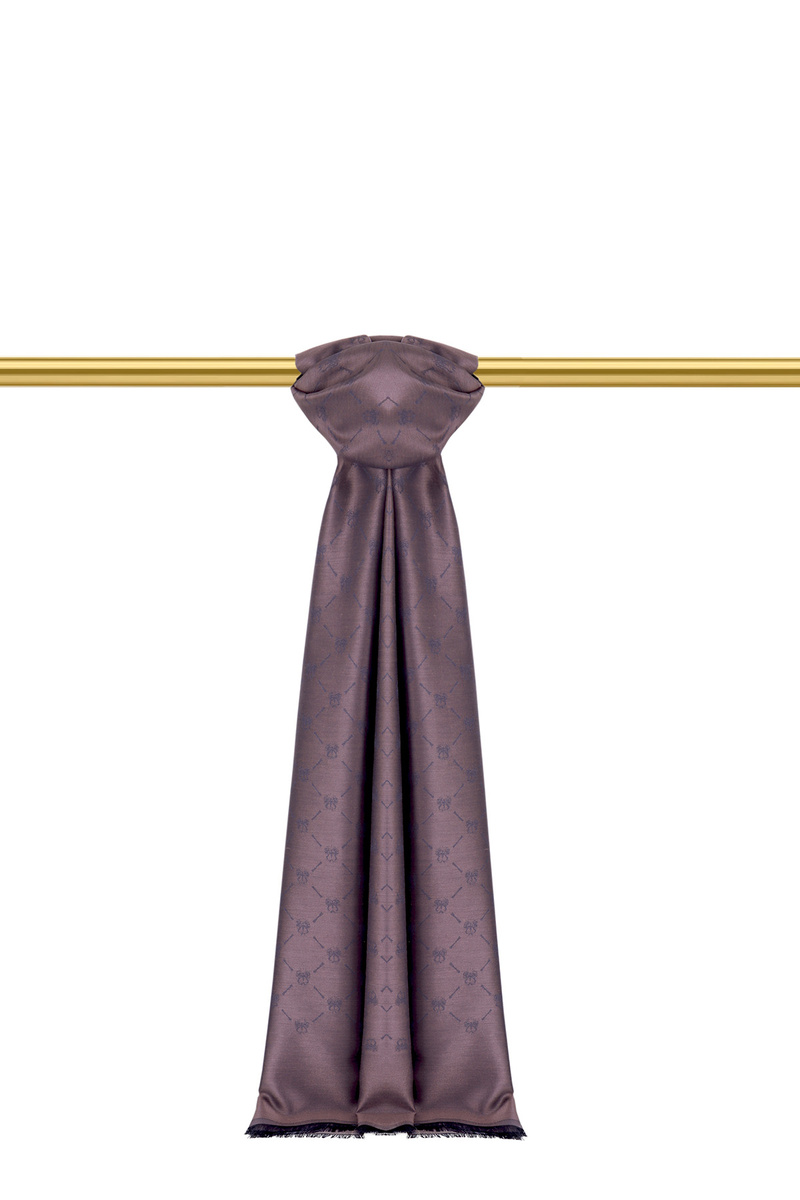 Dark Dusty Rose Monogram Pattern Jacquard Silk Shawl - 1