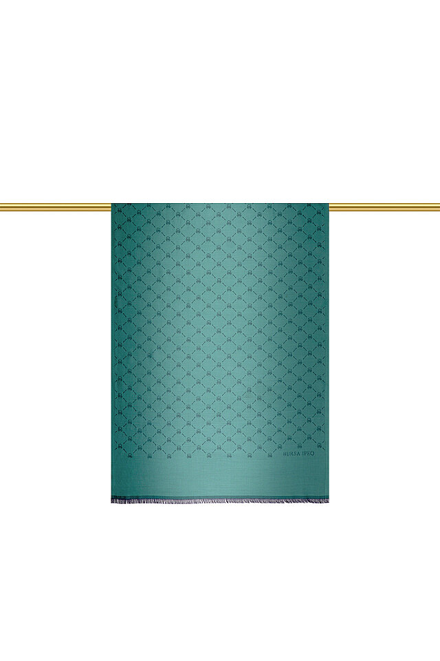 Mint Monogram Pattern Jacquard Silk Shawl - 1
