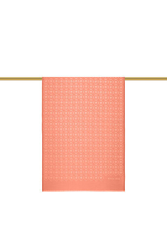 Salmon Monogram Pattern Jacquard Silk Shawl 