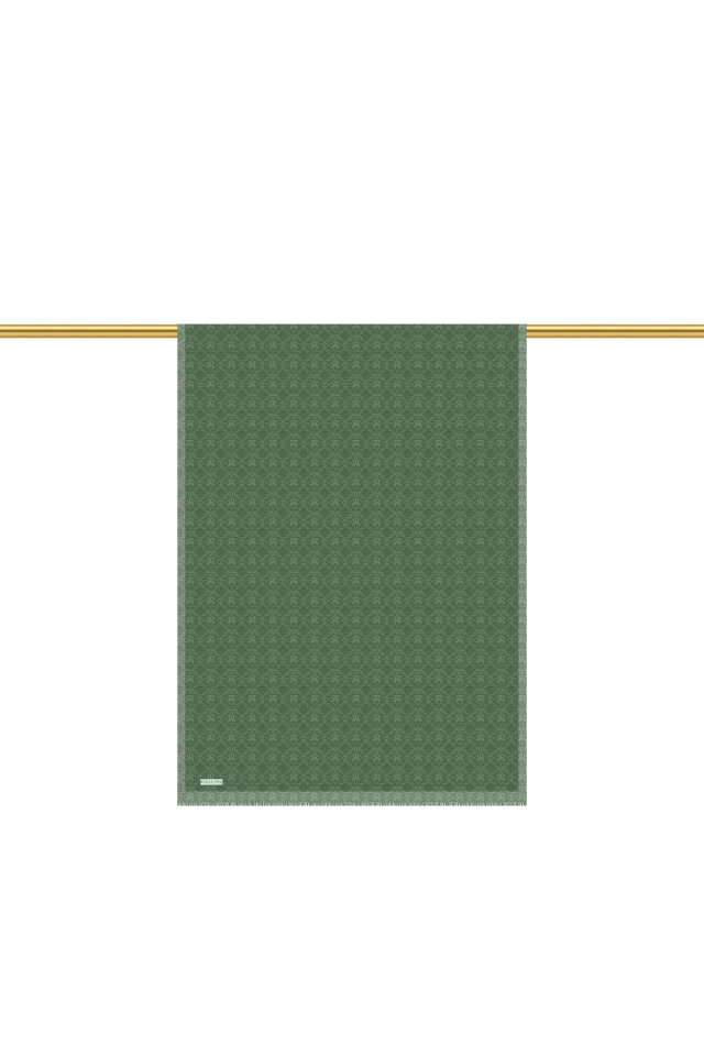 Nefti Monogram Pattern Silk Cotton Shawl - 3