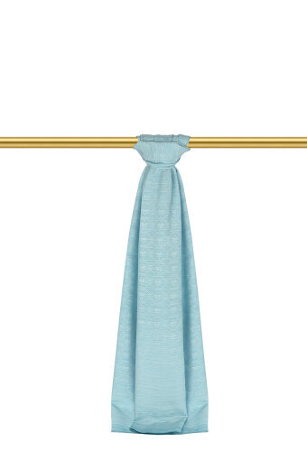 Blue Monogram Pattern Silk Cotton Shawl 