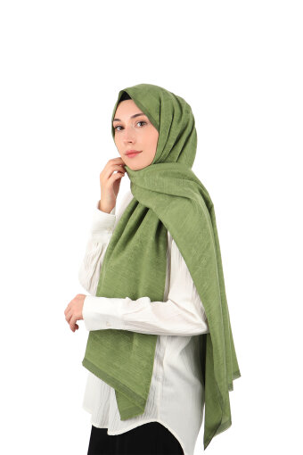 Green Monogram Pattern Silk Cotton Shawl 
