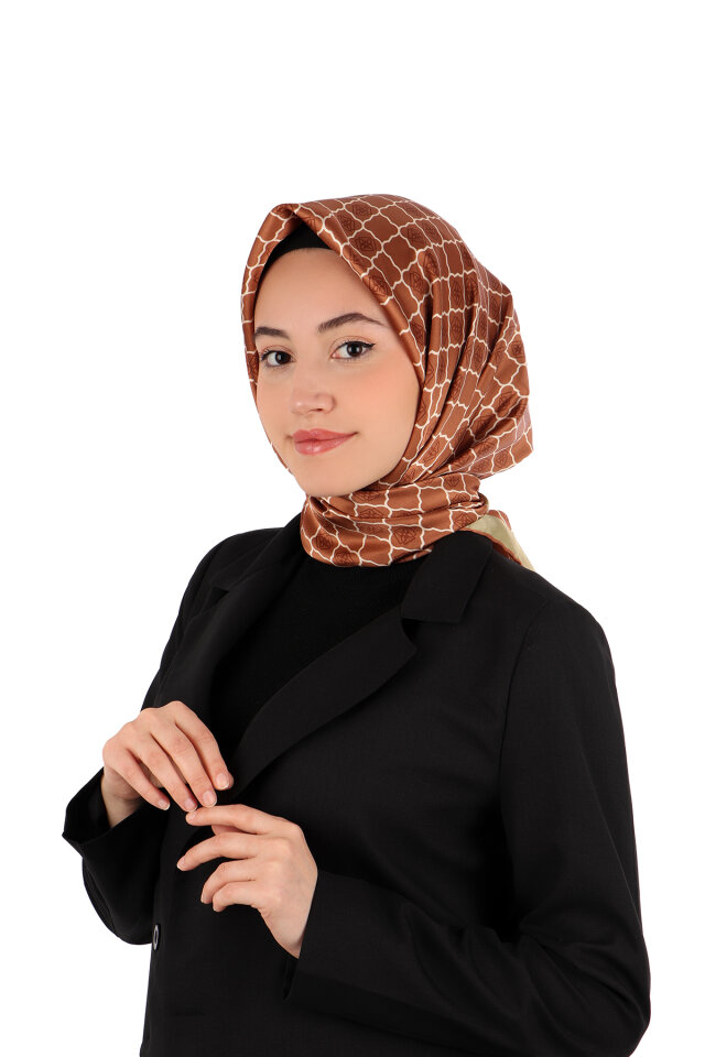 Cinnamon Monogram Silk Scarf 