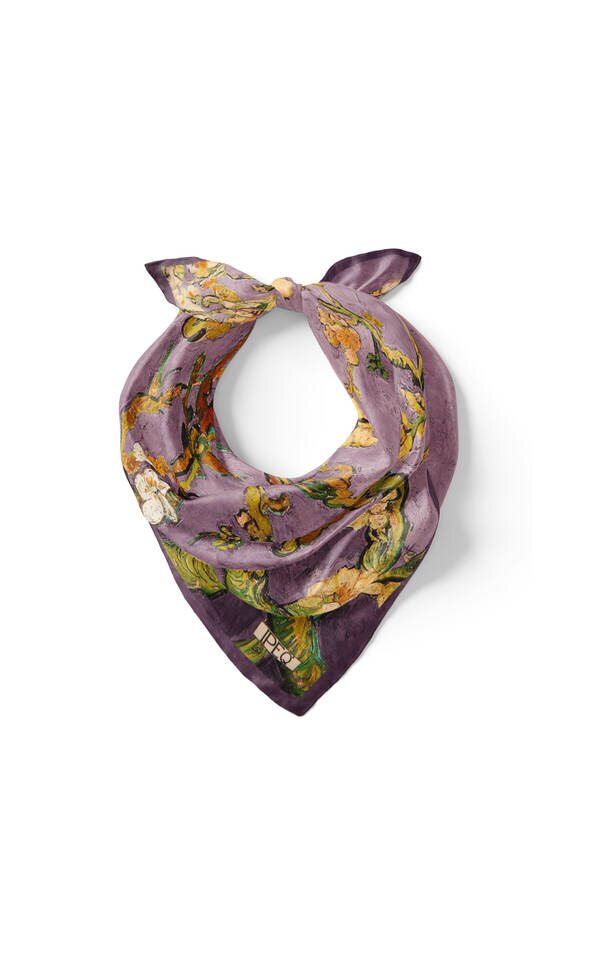 Mor Badem Çiçeği İpek Mendil - 2