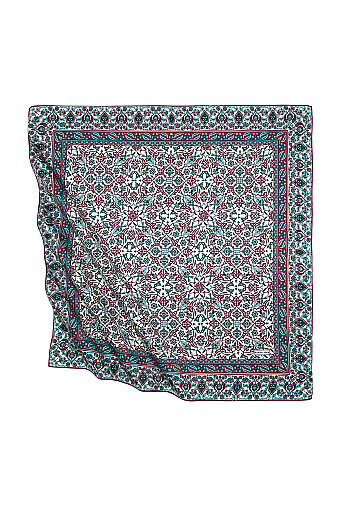 Mor Mint Türk Motifli Çini Desen İpeksi Eşarp 