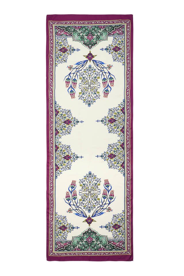 Mor Şamdan Desen Geniş İpeksi Fular - 4