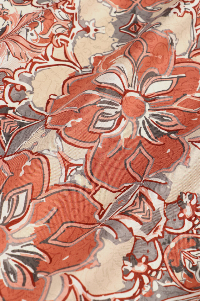 Peach Mother of Pearl Pattern Twill Silk Scarf - 3