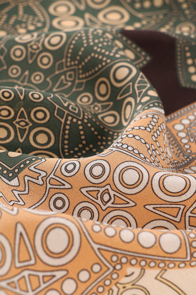 Acı Kahve Müsenna Desen Krep İpek Şal - 3