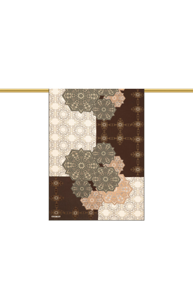 Acı Kahve Müsenna Desen Krep İpek Şal - 2