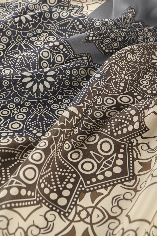 Bistre Müsenna Desen Krep İpek Şal - 3