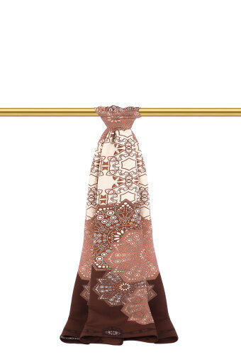 Bordo Müsenna Desen Krep İpek Şal 