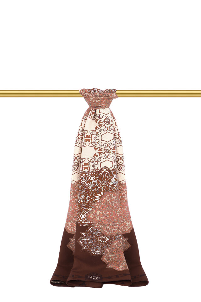 Bordo Müsenna Desen Krep İpek Şal - Bursa İpek