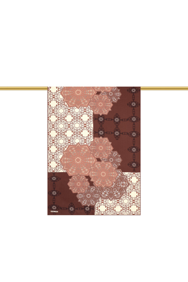 Bordo Müsenna Desen Krep İpek Şal - 2