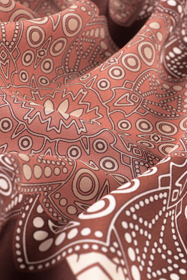 Bordo Müsenna Desen Krep İpek Şal - 3