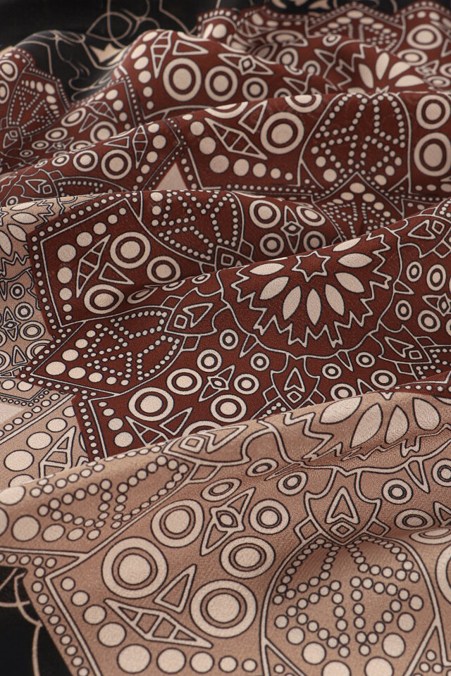 Boz Kiraz Müsenna Desen Krep İpek Şal - 3