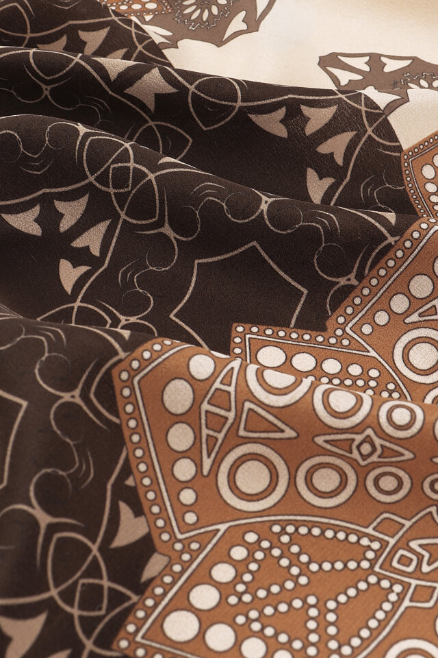 Buğday Müsenna Desen Krep İpek Şal - 3