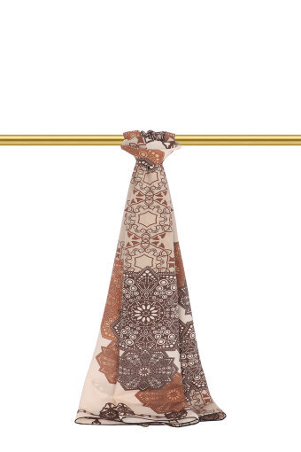 Kaju Müsenna Desen Krep İpek Şal 