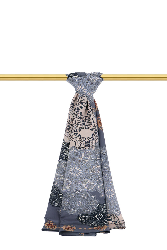 Şakayık Müsenna Desen Krep İpek Şal - Bursa İpek