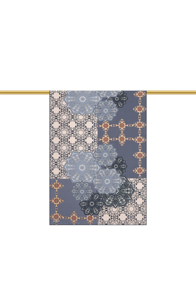 Şakayık Müsenna Desen Krep İpek Şal - 2