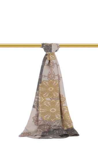 Vizon Müsenna Desen Krep İpek Şal 