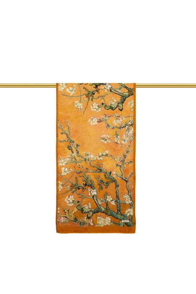 Mustard Almond Blossom Silk Foulard - 3
