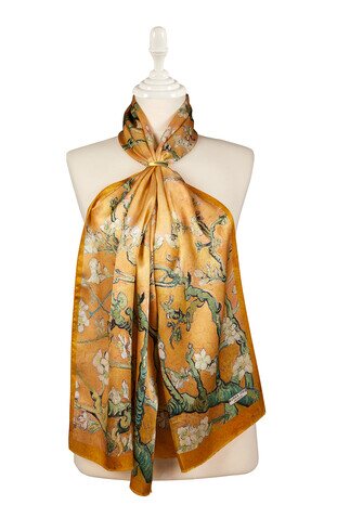 Mustard Almond Blossom Silk Foulard 