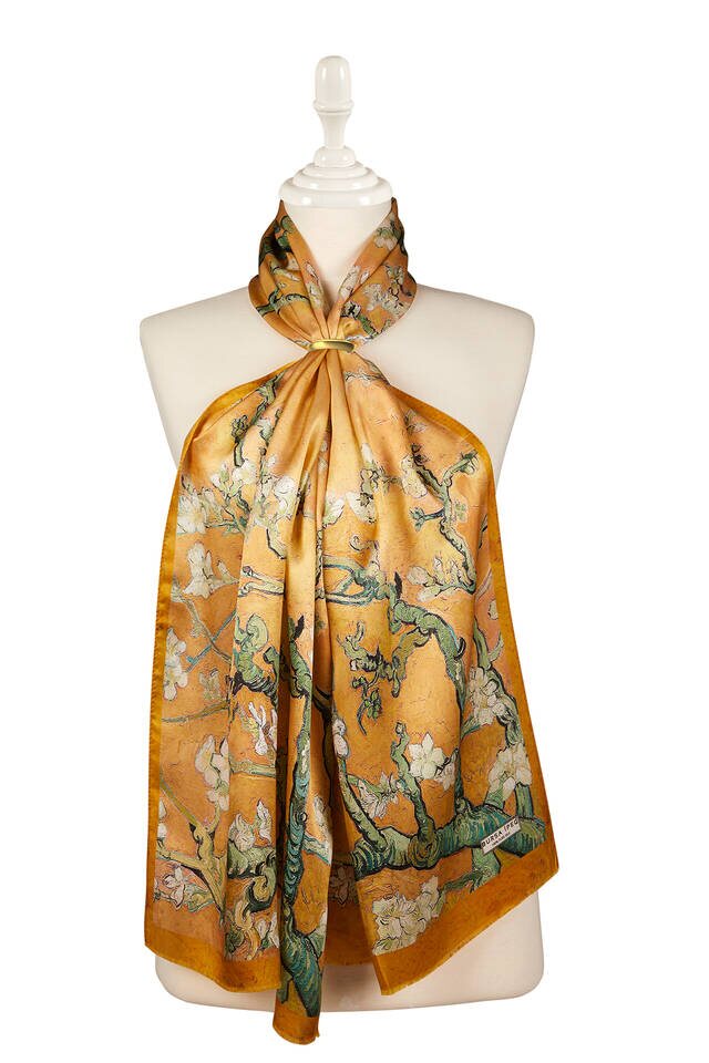 Mustard Almond Blossom Silk Foulard 