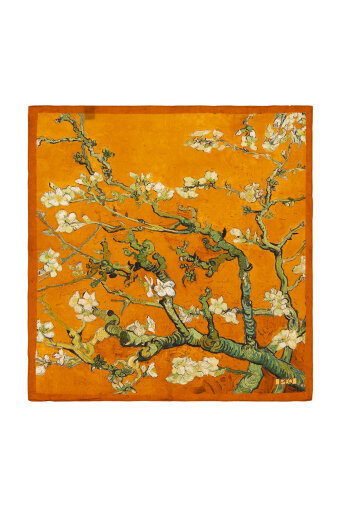 Mustard Almond Blossom Silk Pocket Square 