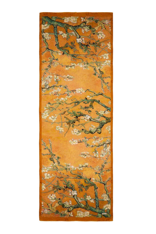 Mustard Almond Blossom Silk Scarf - 4