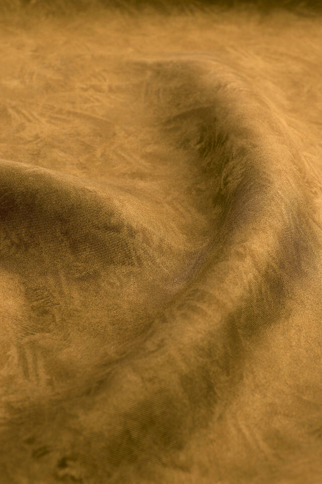 Mustard Brush Pattern Twill Silk Square Scarf - 2