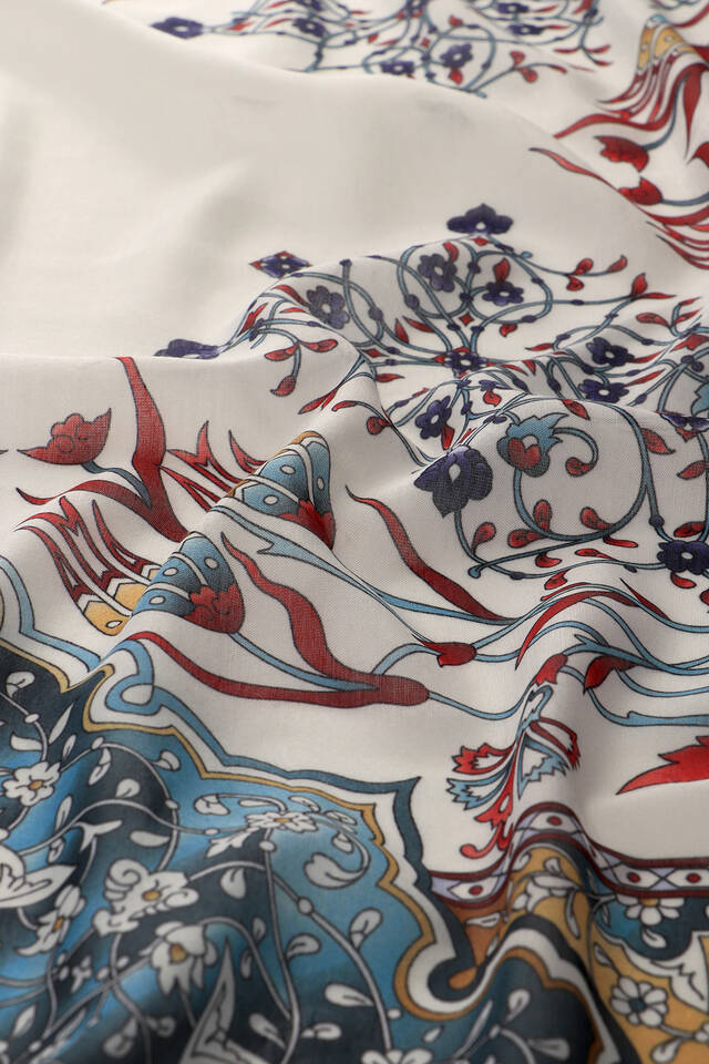 Mustard Candlestick Tulip Pattern Soft Square Scarf - 3