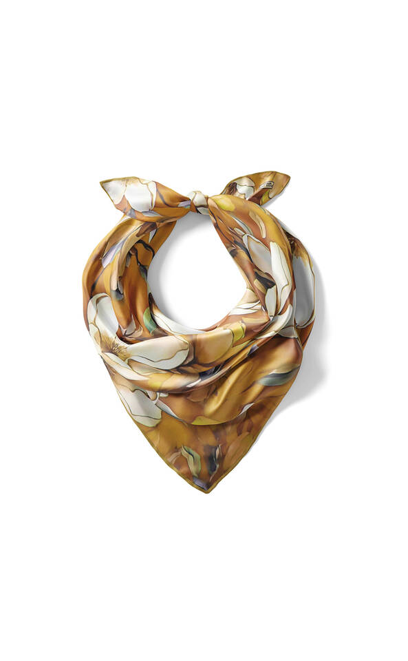 Mustard Daffodil Pattern Silk Pocket Square - 2