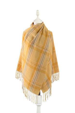 Mustard Orange Patterned Winter Shawl 
