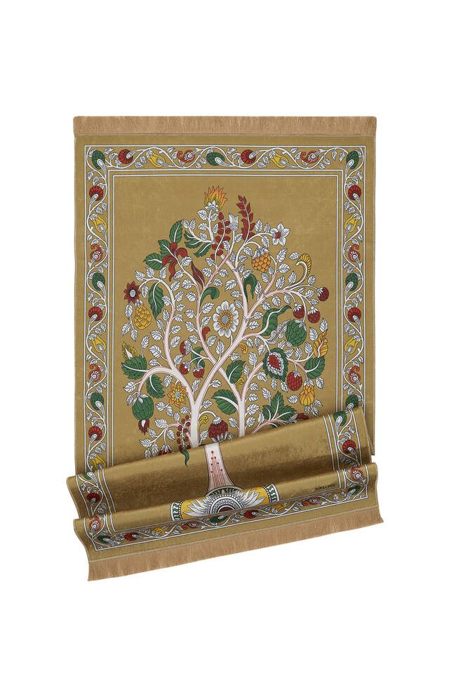 Mustard Velvet Carpet Prayer Rug - 4