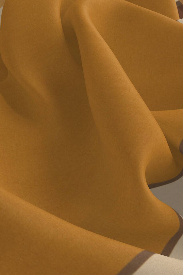 Mustard Wide Border Plain Silk Pocket Square - 3