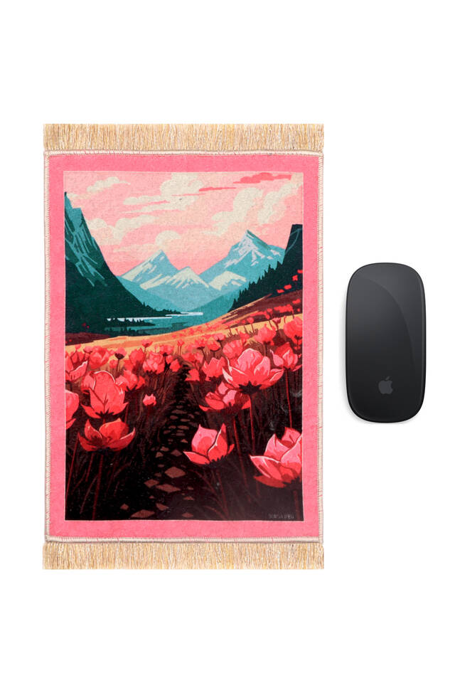Narçiçeği Gelincik Dekoratif Küçük Halı Mousepad 