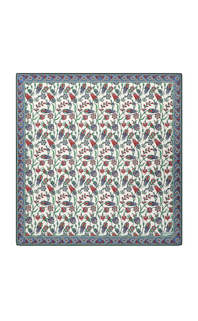 Navy Blue Anatolian Pattern Soft Square Scarf 