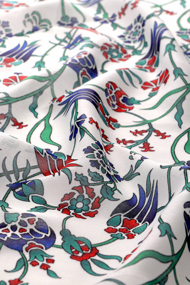 Navy Blue Anatolian Pattern Soft Square Scarf - 3