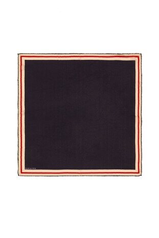Navy Blue Bordered Plain Silk Pocket Square 