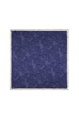 Navy Blue Brush Silk Square Scarf 