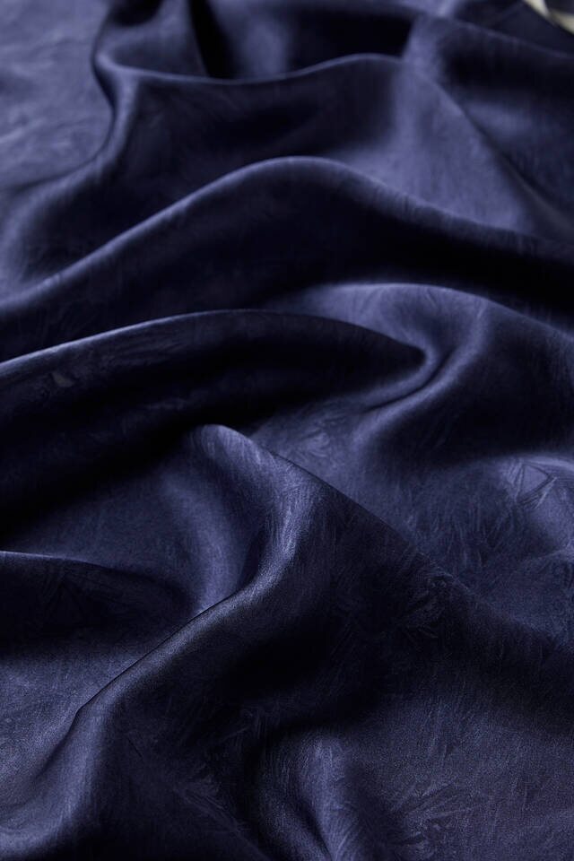 Navy Blue Brush Silk Square Scarf - 3