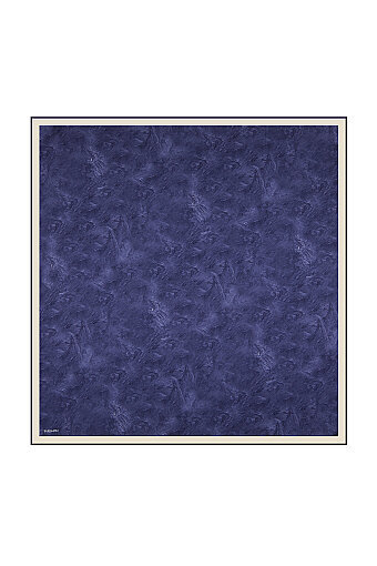 Navy Blue Brush Silk Square Scarf 