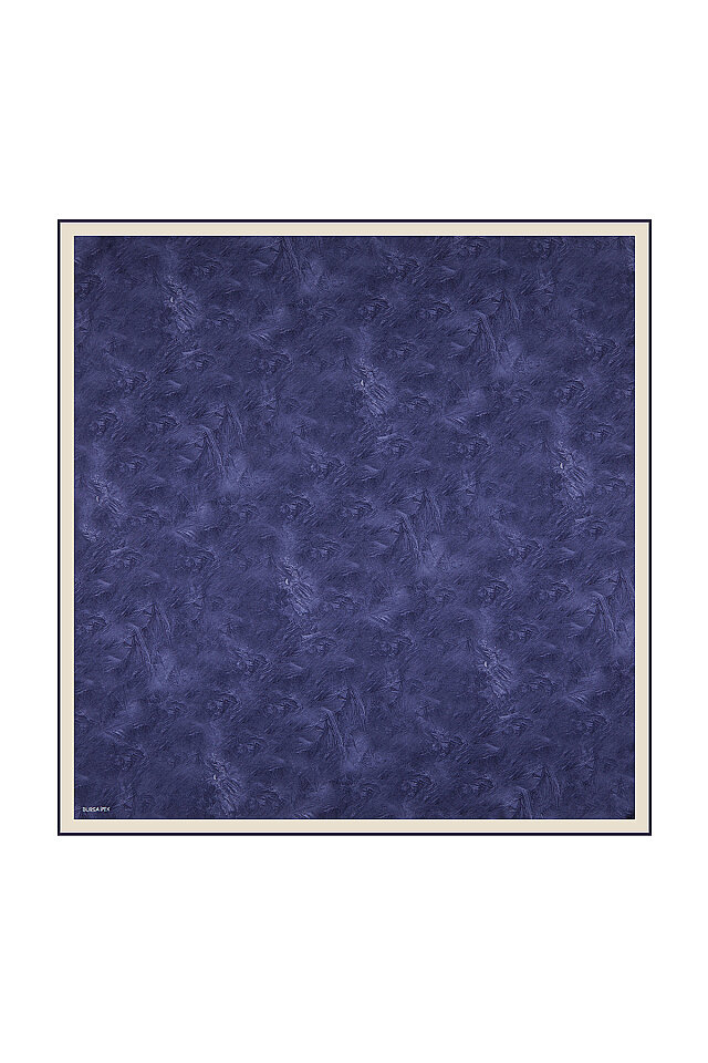 Navy Blue Brush Silk Square Scarf 