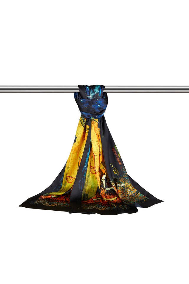 Navy Blue Cafe Street Silky Foulard - 3