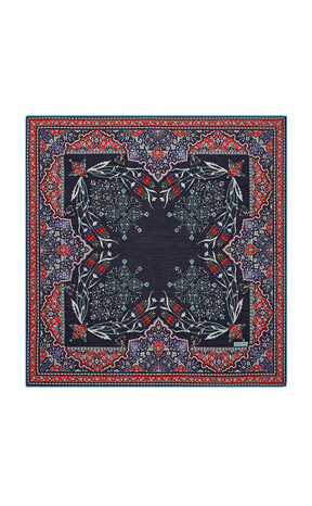 Navy Blue Candlestick Tulip Pattern Soft Square Scarf 