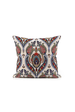 Navy Blue Candlestick Tulip Pattern Tapestry Throw Pillow 