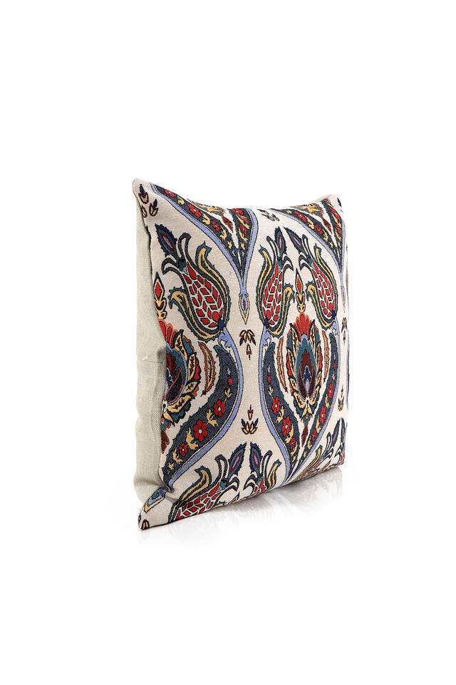 Navy Blue Candlestick Tulip Pattern Tapestry Throw Pillow - 2