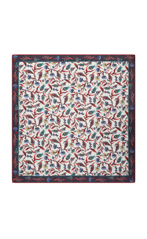 Navy Blue Carnation Tulip Pattern Soft Square Scarf 