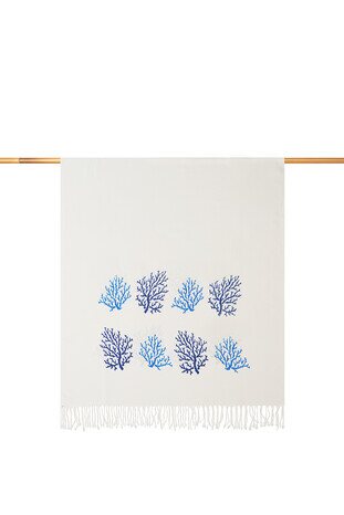 Navy Blue Coral Bamboo Peshtemal 